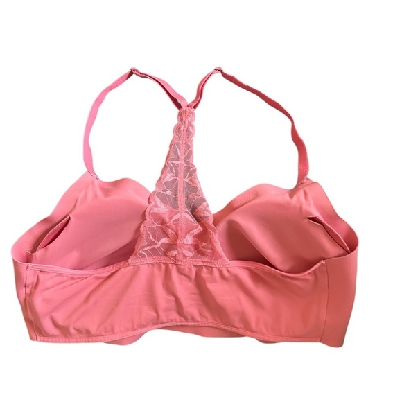 True Body Triangle Lace Racerback Bra Pink Sz XL Light Padded No Wire New - Picture 4 of 9